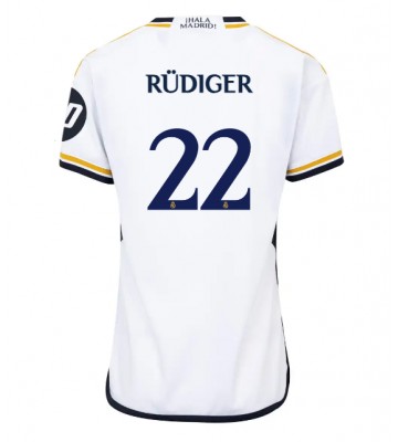 Real Madrid Antonio Rudiger #22 Primera Equipación Mujer 2023-24 Manga Corta